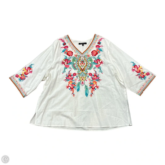 Blouse 3/4 Sleeve By Calessa In Multi-colored, Size: 3x