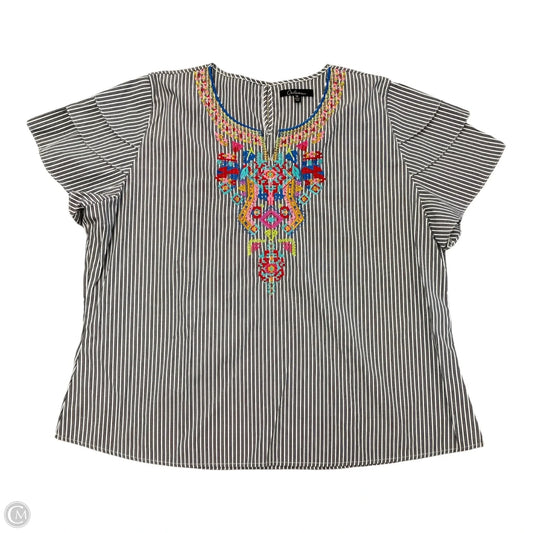 Blouse Short Sleeve By Calessa In Multi-colored, Size: 3x