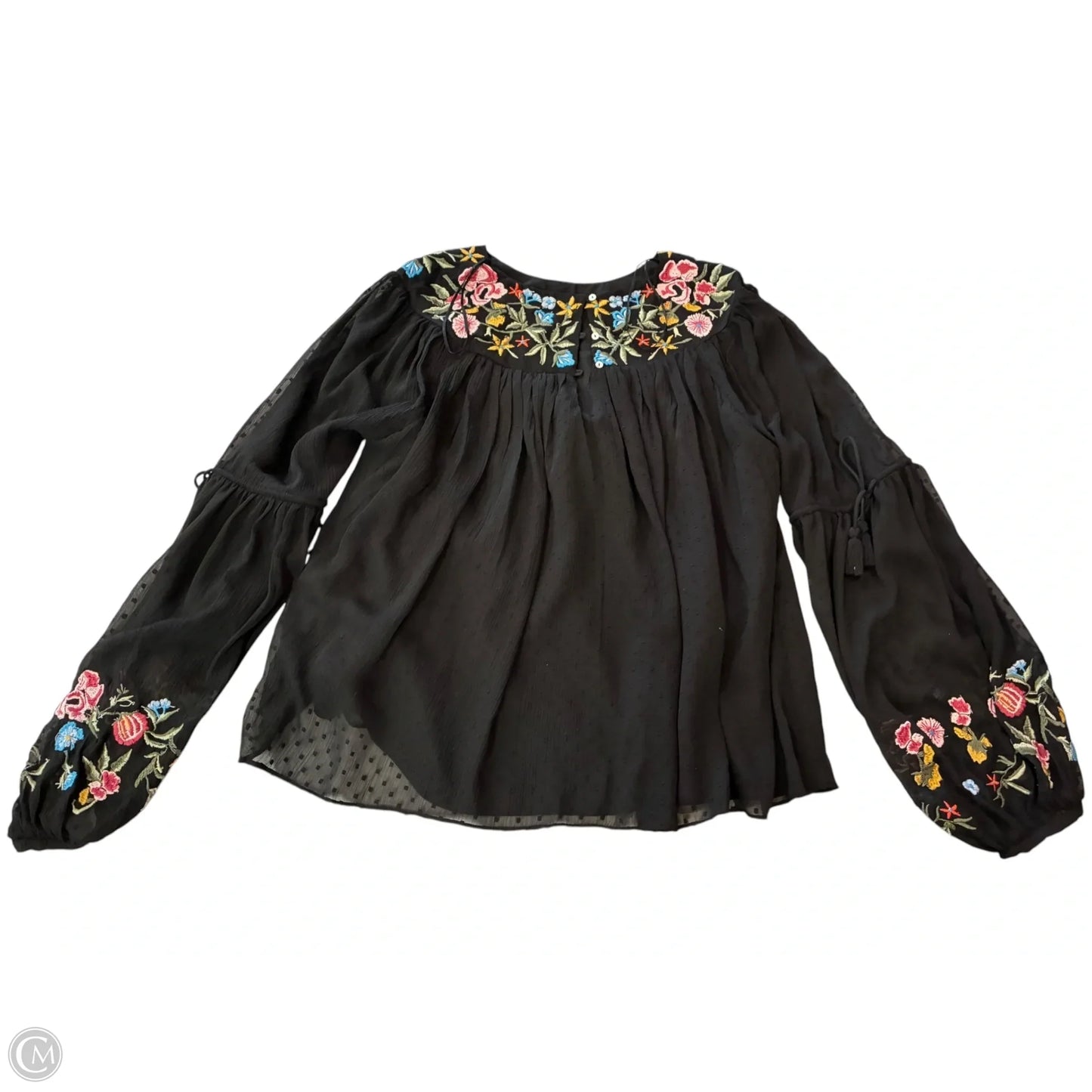 Blouse Long Sleeve By Zara In Black, Size: Xl