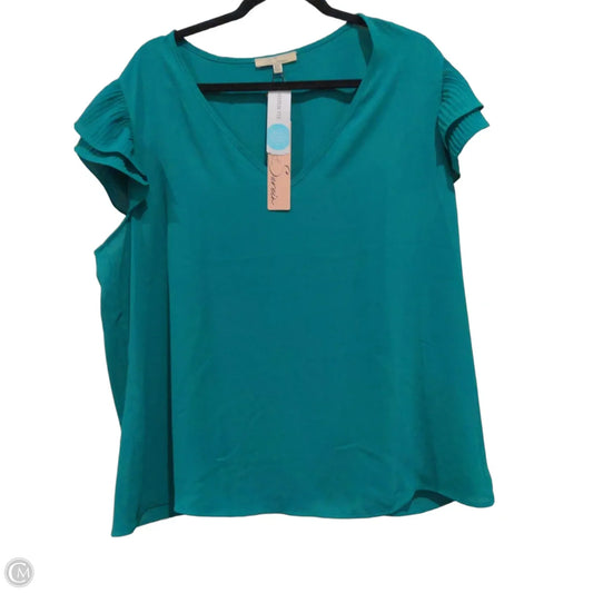 Blouse Short Sleeve By Les Serein In Green, Size: Xxl