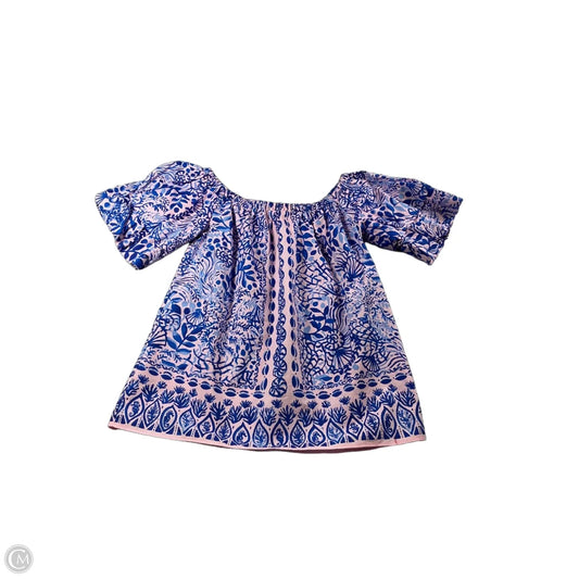 Blouse Short Sleeve By Cma In Blue & Pink, Size: Xs