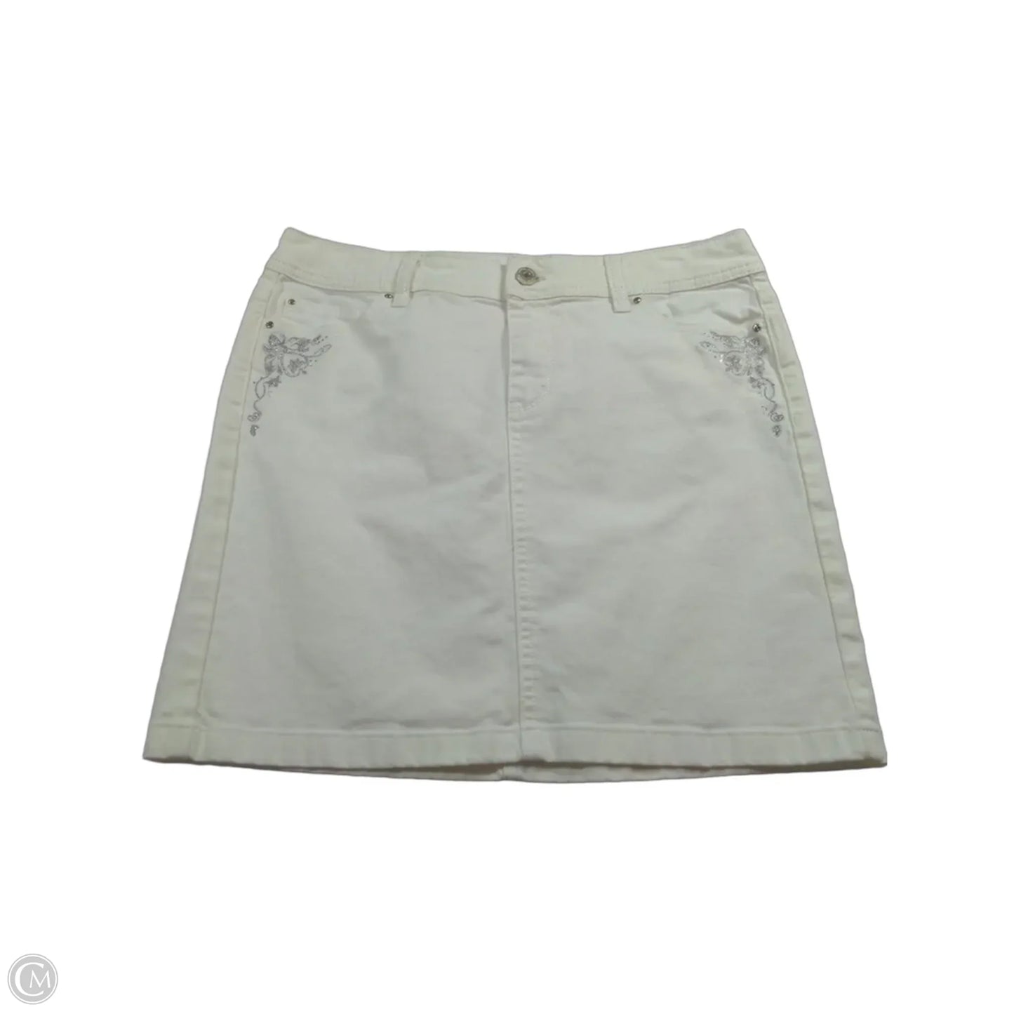 Skirt Mini & Short By White House Black Market In White Denim, Size: 4