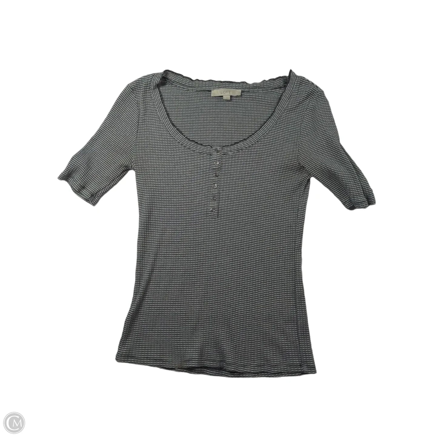 Top 3/4 Sleeve By Loft In Black & White, Size: M