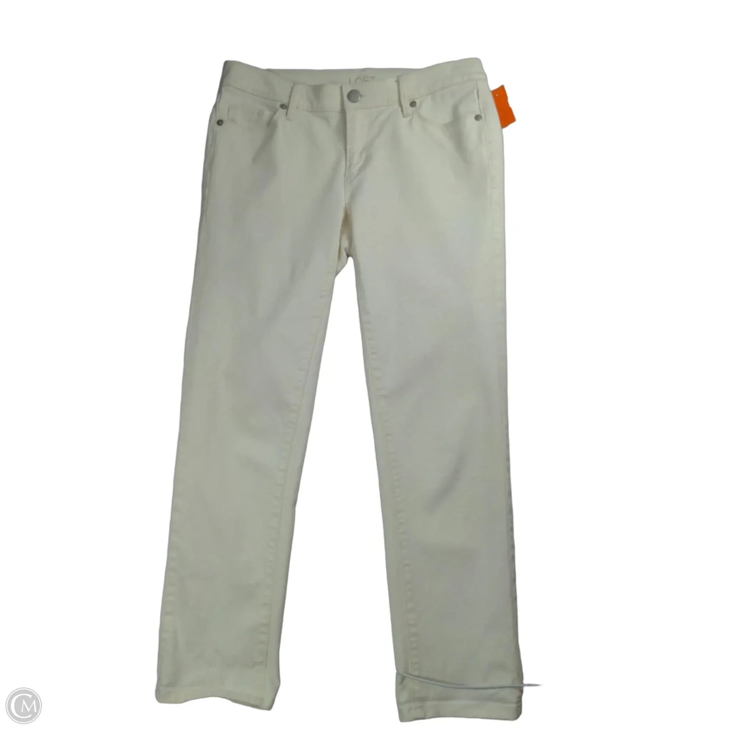 Jeans Cropped By Loft In White Denim, Size: 4