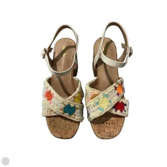 Sandals Heels Block By Clothes Mentor In Multi-colored, Size: 5