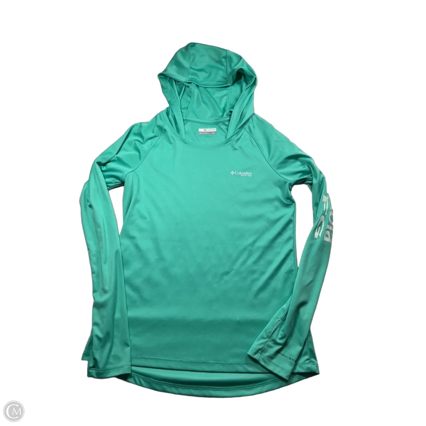 Athletic Top Long Sleeve Hoodie By Columbia In Aqua, Size: S