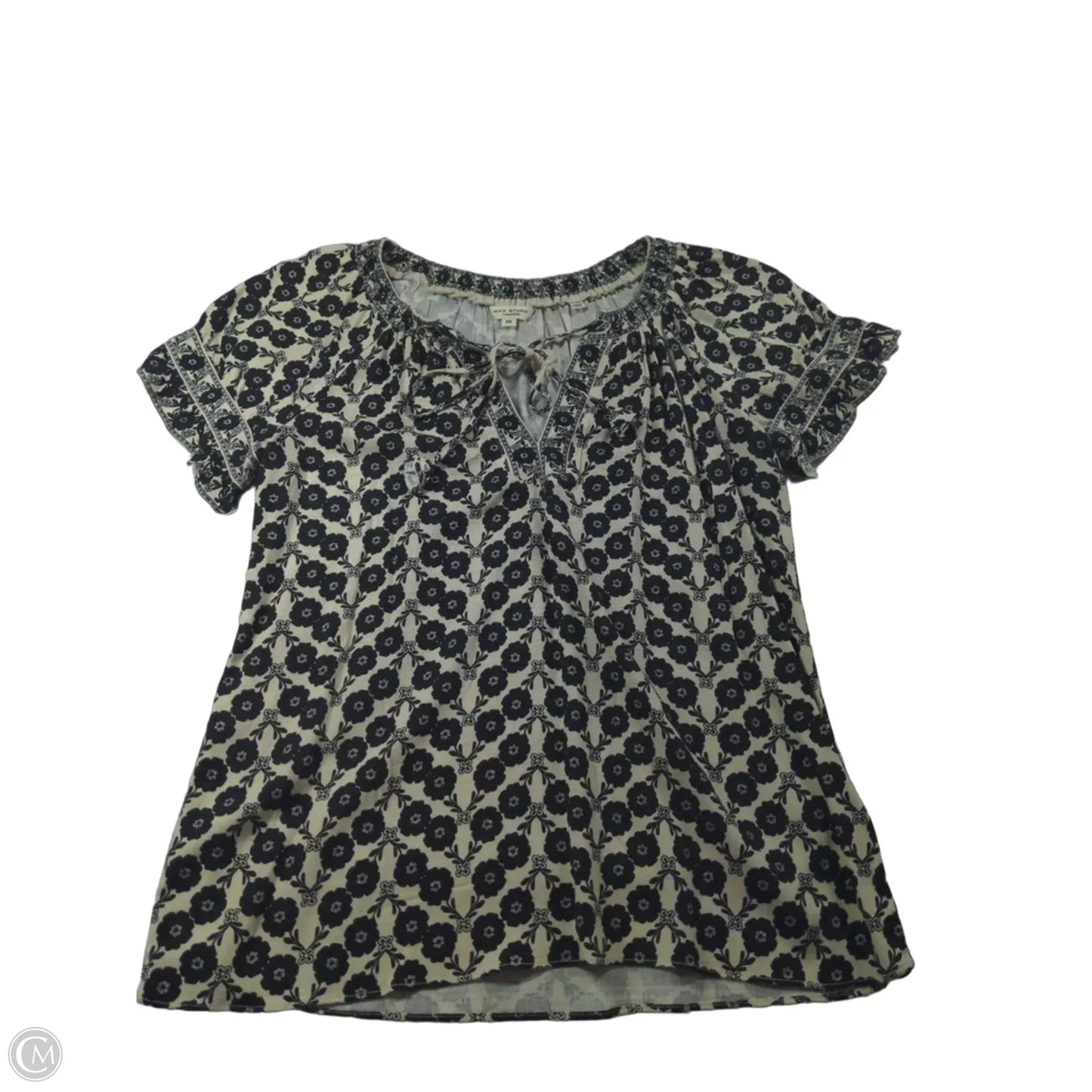 Blouse Short Sleeve By Max Studio In Black & Cream, Size: Xs