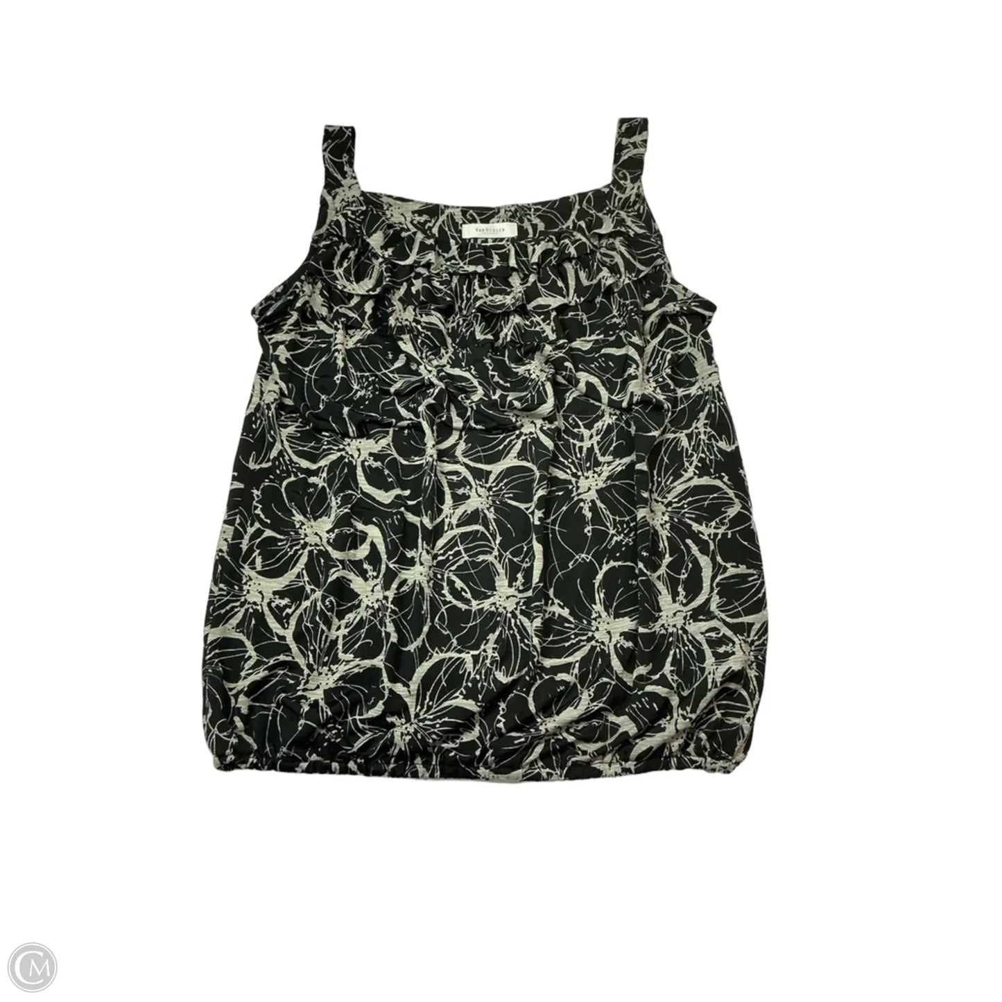 Top Sleeveless By Van Heusen In Black & Grey, Size: L