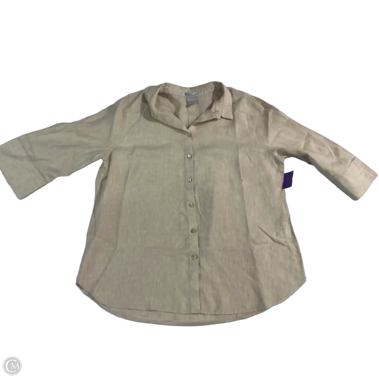 Top 3/4 Sleeve By Chicos In Beige, Size: Xl