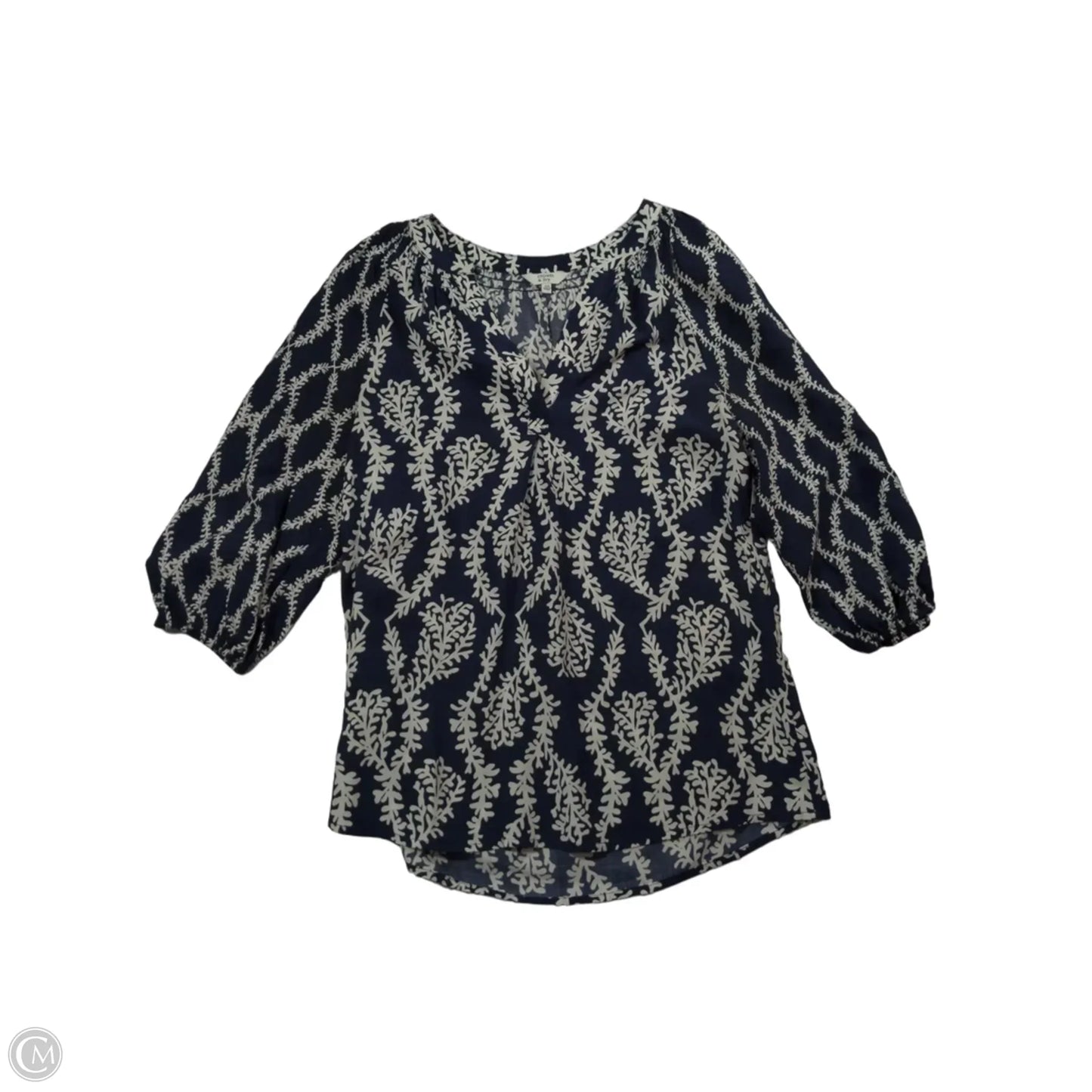 Top 3/4 Sleeve By Crown And Ivy In Blue & White, Size: Xs
