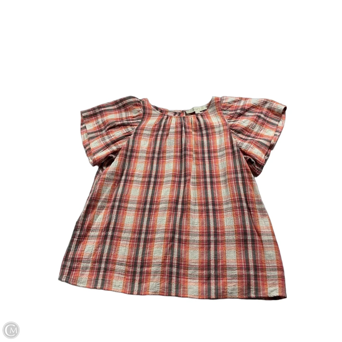 Blouse Short Sleeve By Loft In Orange & White, Size: Xs
