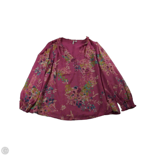 Blouse Long Sleeve By Cato In Multi-colored, Size: 18