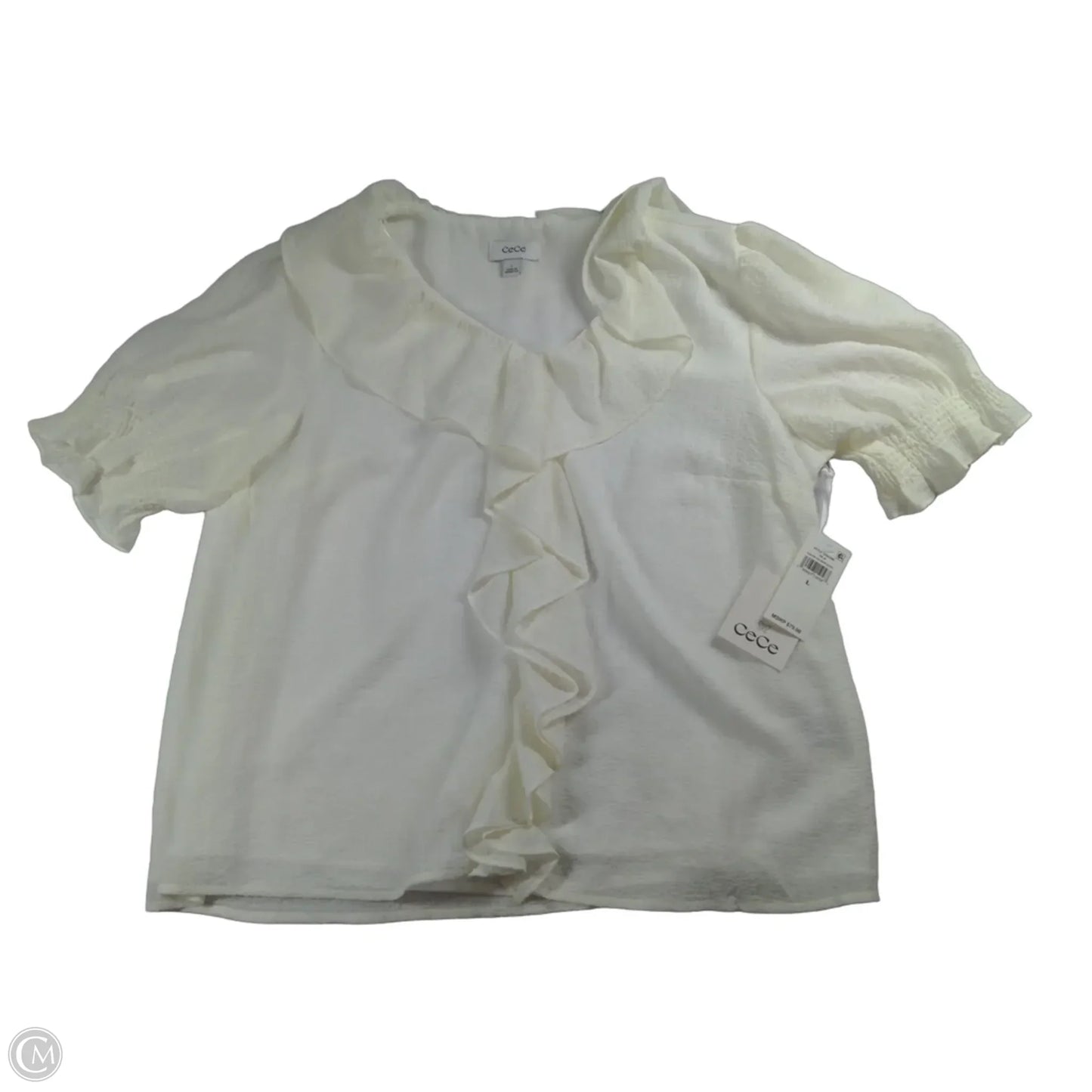 Top 3/4 Sleeve By Cece In Cream, Size: L