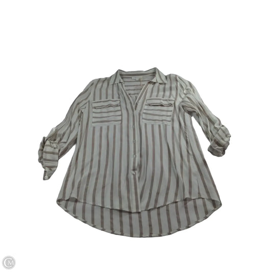 Top Long Sleeve By Blu Pepper In Brown & Cream, Size: L