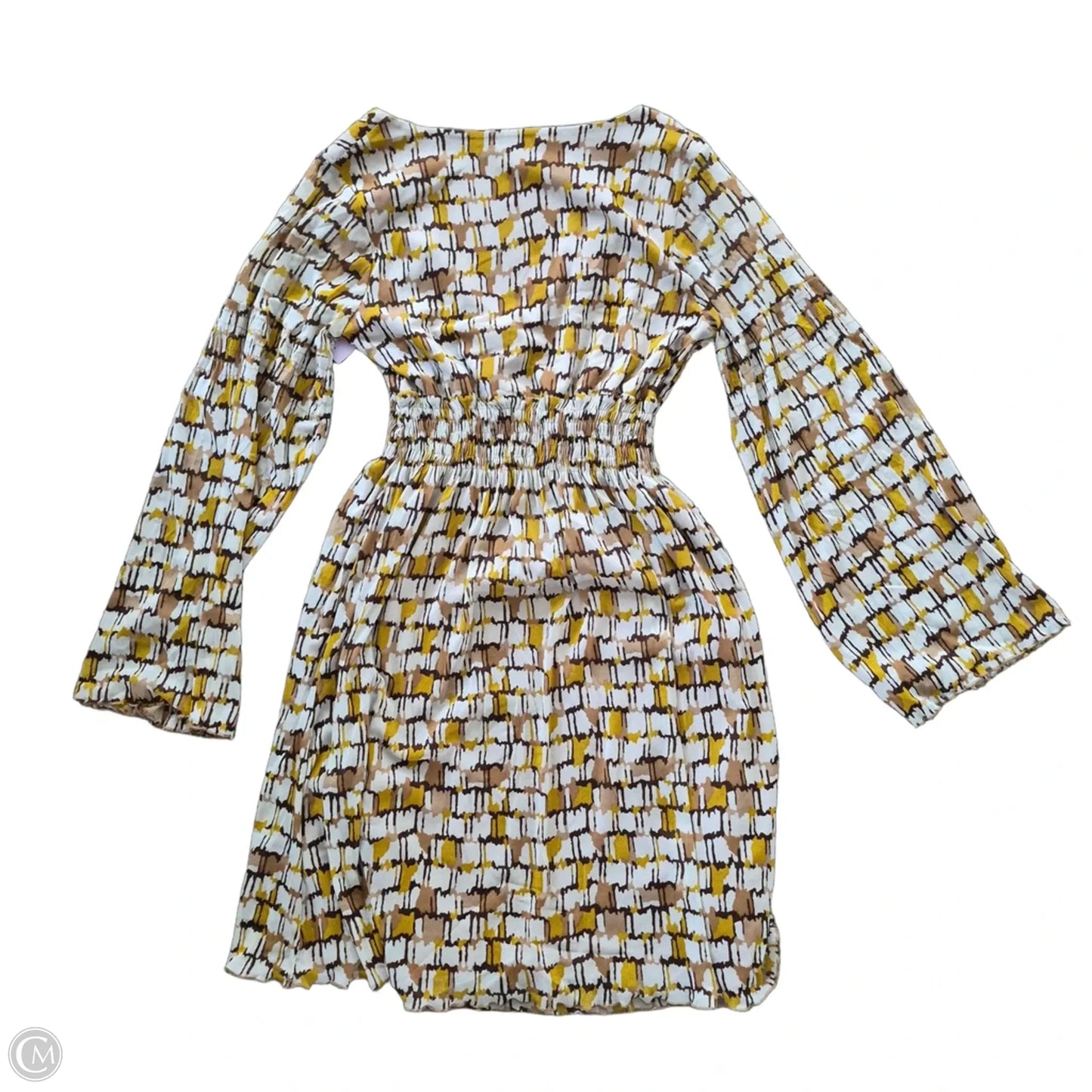Dress Casual Short By Vertigo In Cream & Yellow, Size: S
