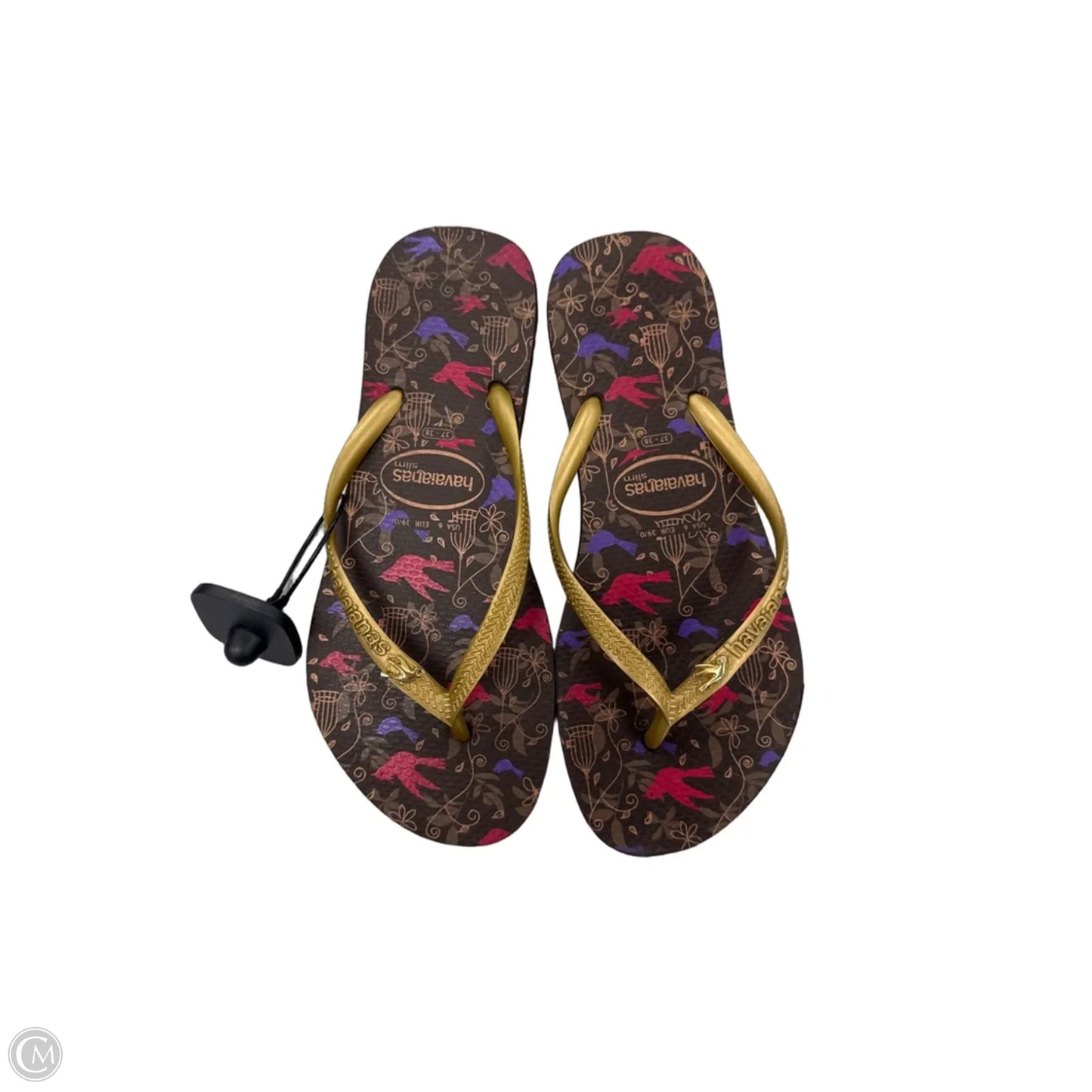 Sandals Flip Flops By Havaianas In Brown & Gold, Size: 8