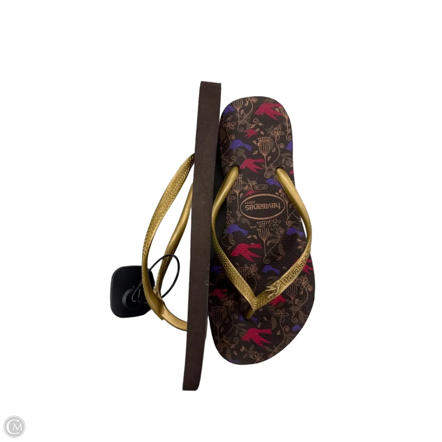 Sandals Flip Flops By Havaianas In Brown & Gold, Size: 8
