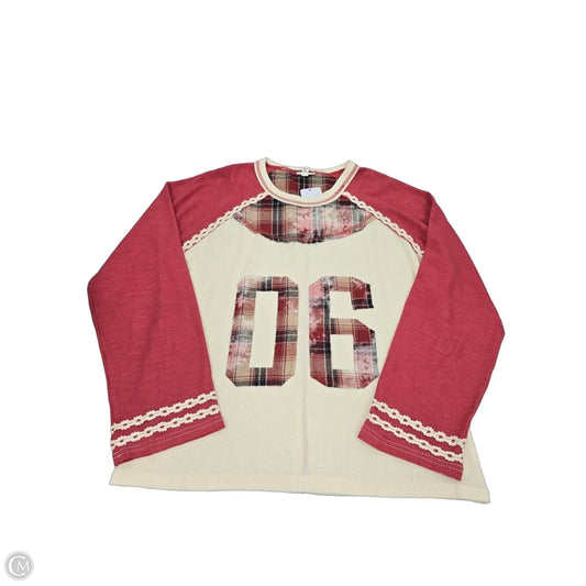 Top Long Sleeve By Pol In Red & White, Size: M