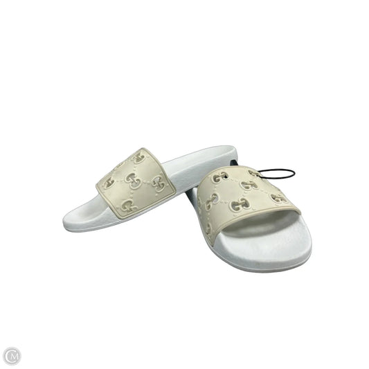 Sandals Luxury Designer By Gucci In White, Size: 7.5