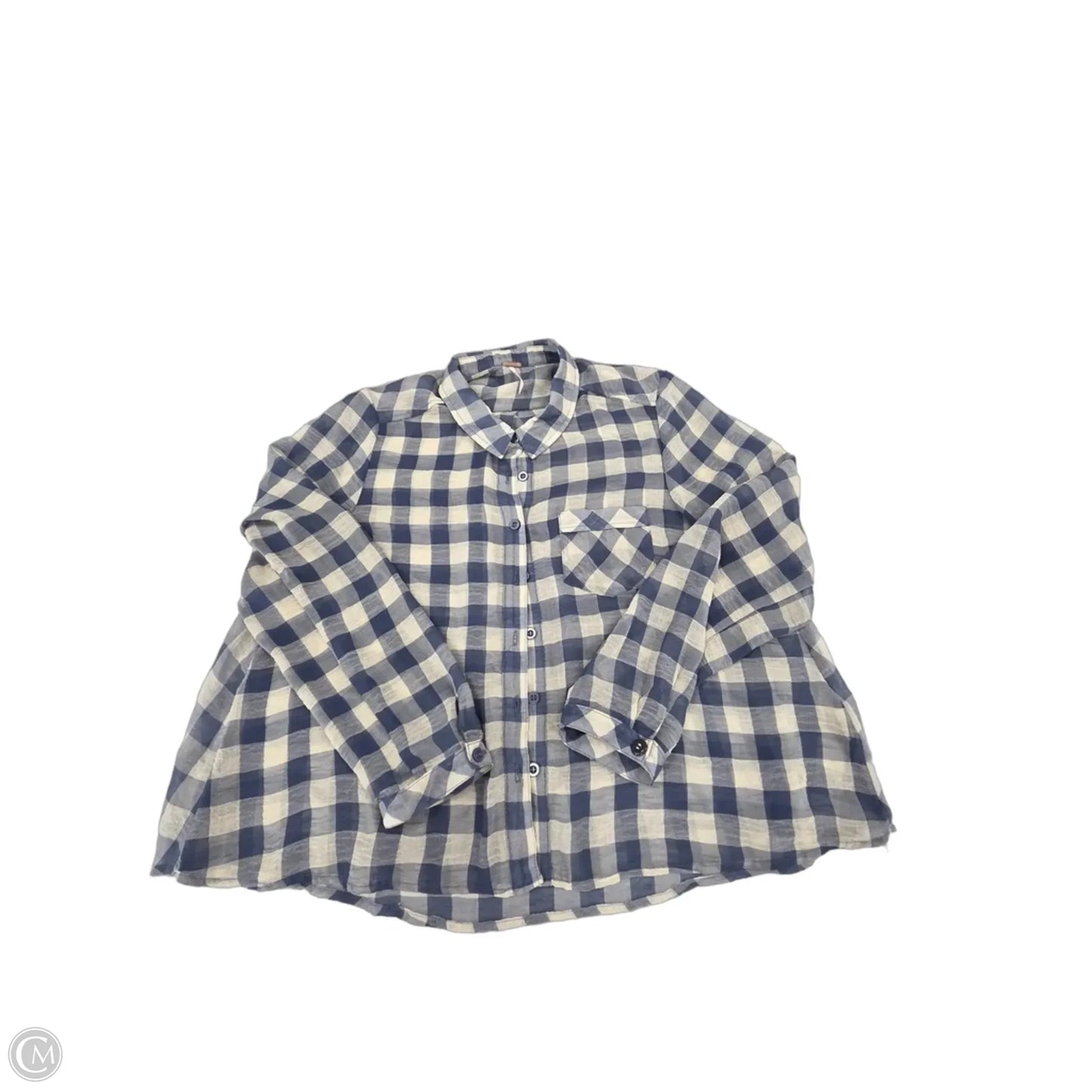 Top Long Sleeve By Free People In Blue & Cream, Size: M