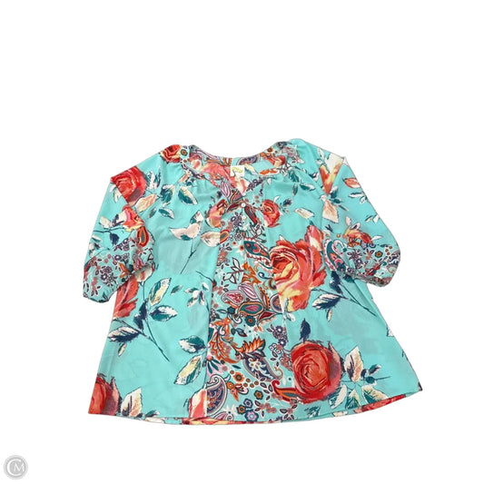 Top 3/4 Sleeve By Figuero & Flower In Floral Print, Size: 1x
