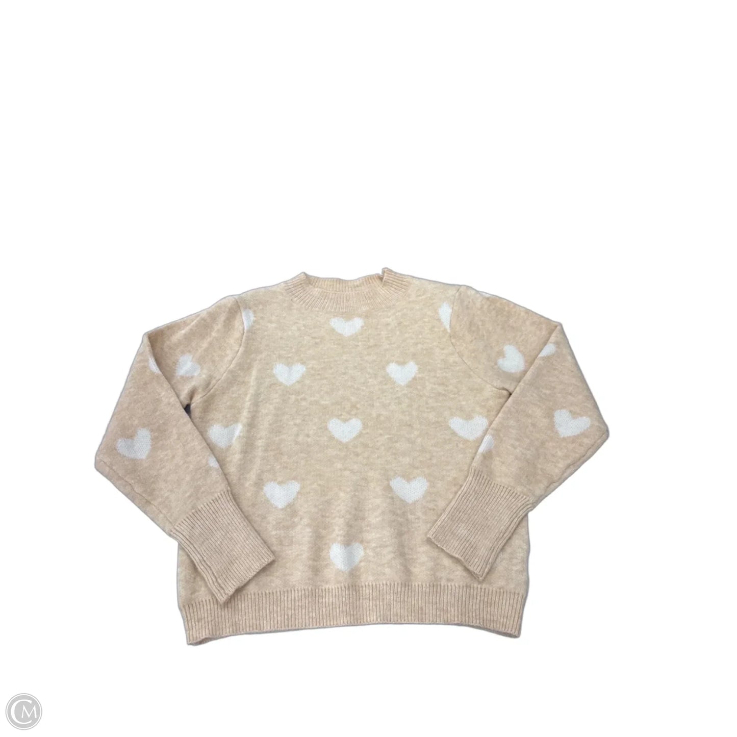 Top Long Sleeve By Shein In Tan & White, Size: Xl