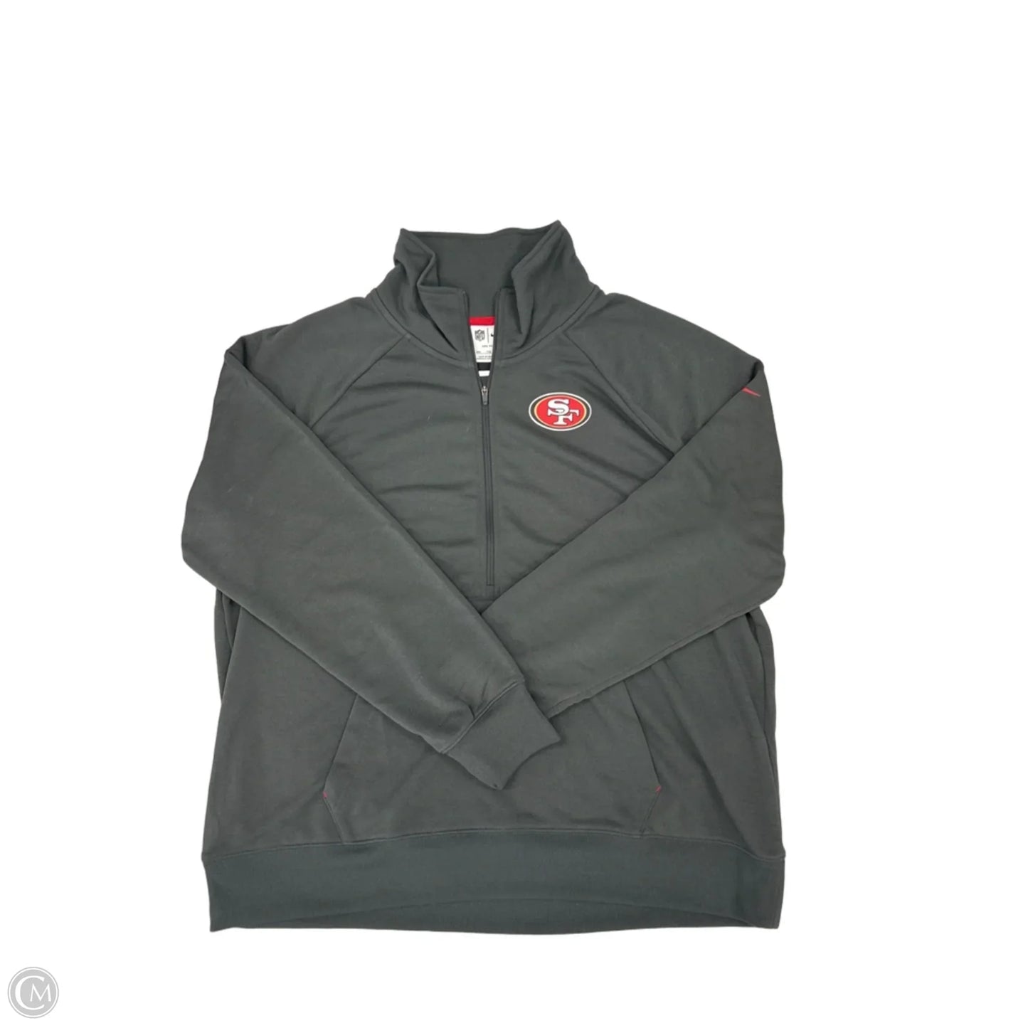 Athletic Top Long Sleeve Collar By Nike In Grey, Size: Xxl