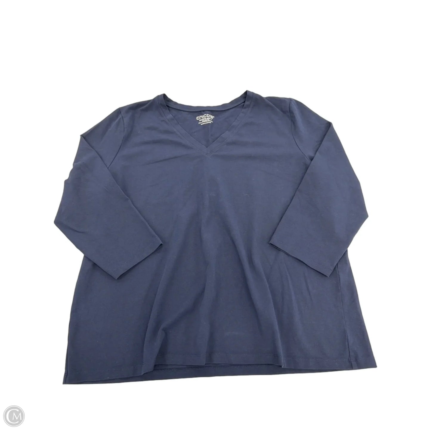 Top 3/4 Sleeve By Chicos In Navy, Size: Xxl