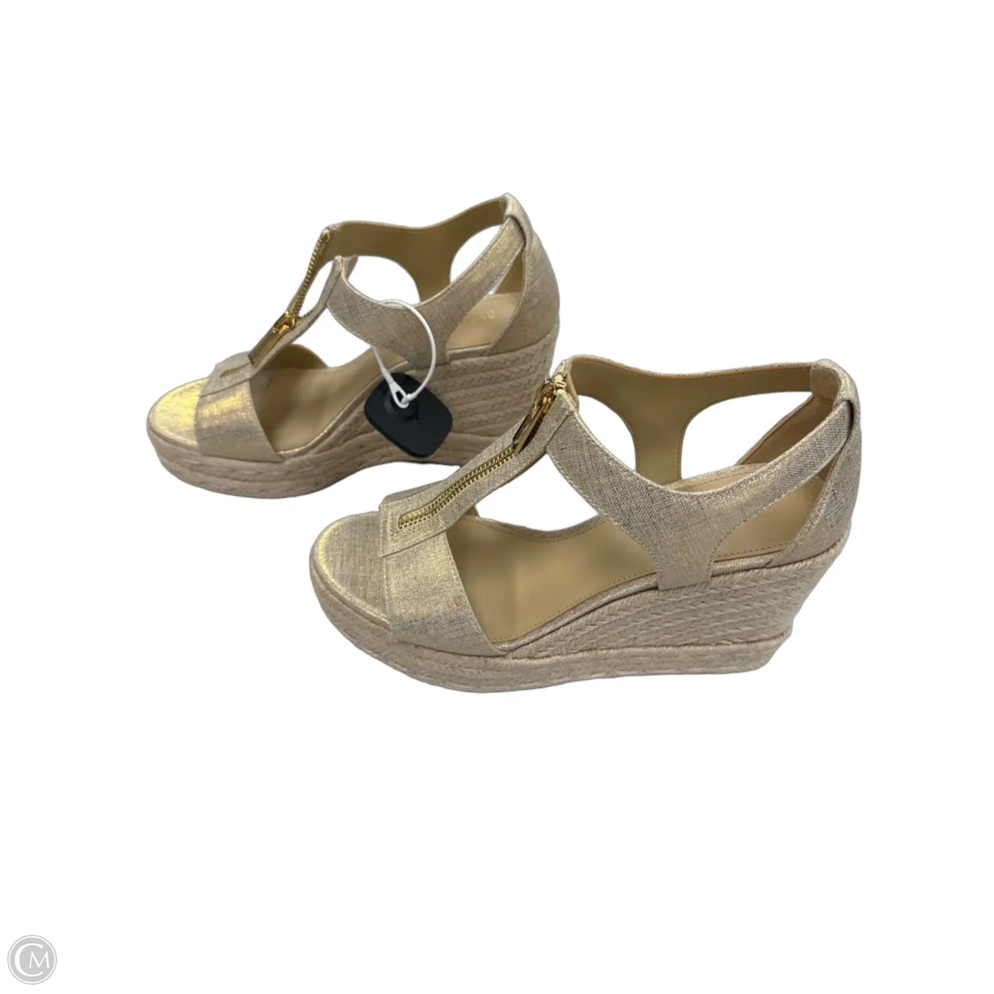 Sandals Heels Wedge By Michael By Michael Kors In Gold & Tan, Size: 7.5