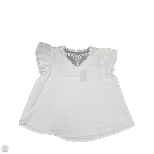 Top Short Sleeve By Blu Pepper In White, Size: Xxl