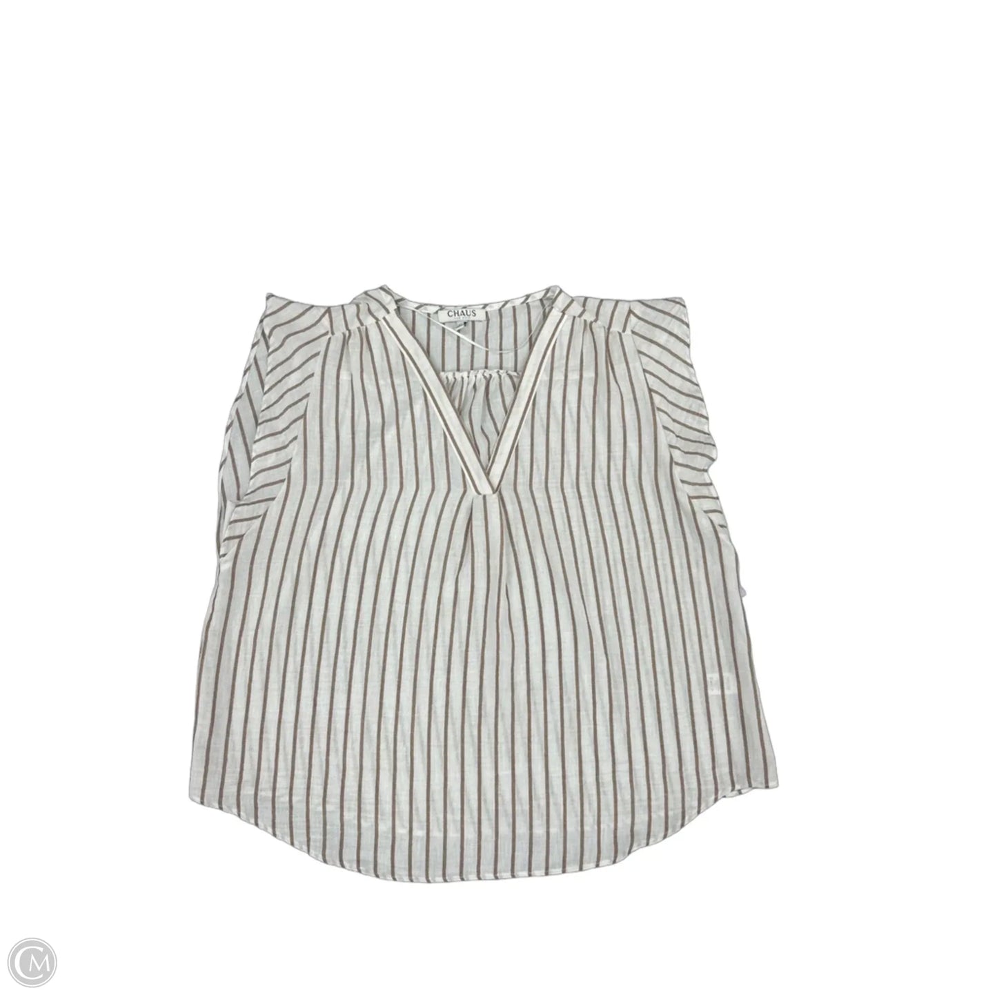 Top Short Sleeve By Chaus In Brown & White, Size: L