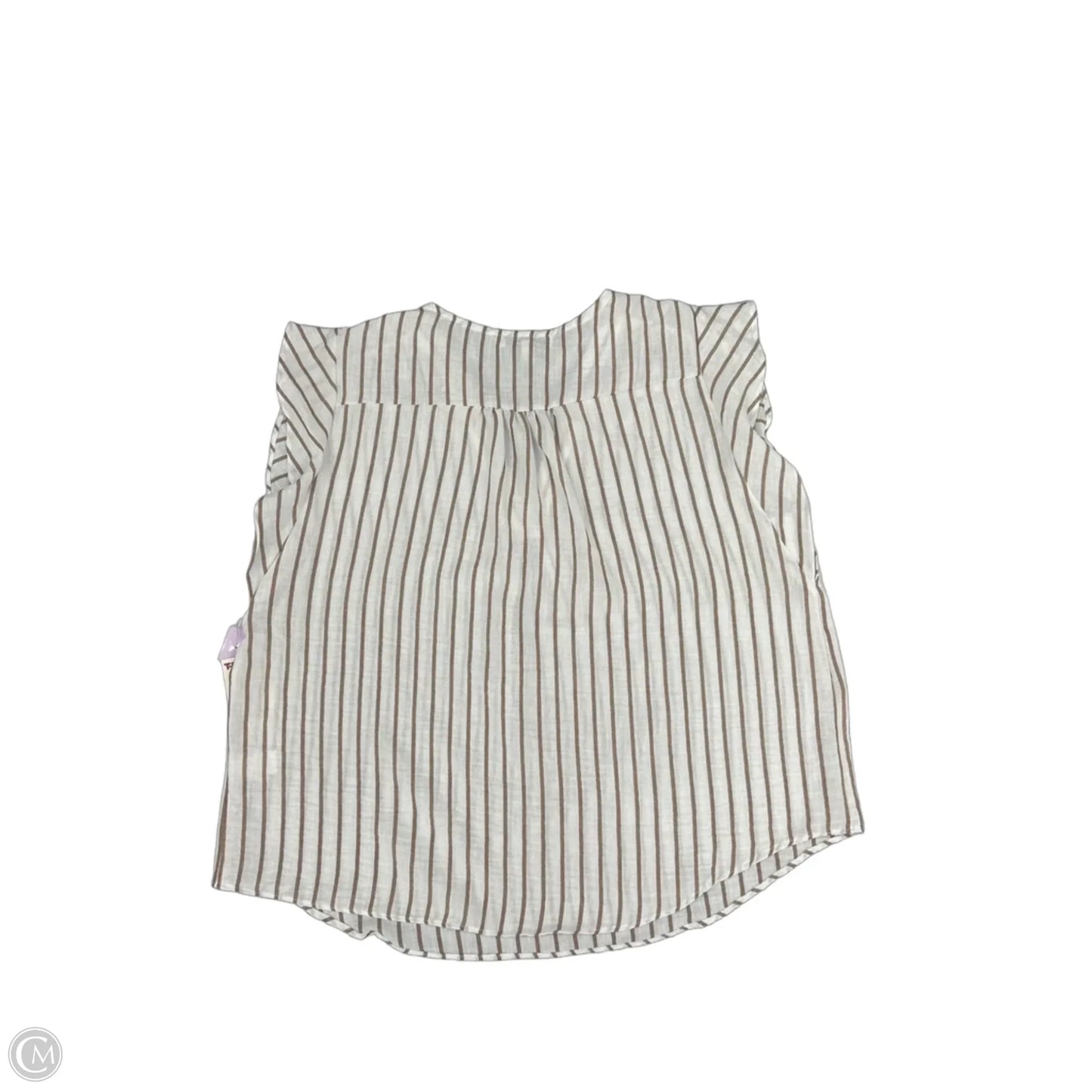 Top Short Sleeve By Chaus In Brown & White, Size: L
