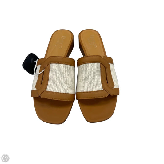 Sandals Heels Block By Franco Sarto In Tan & White, Size: 7
