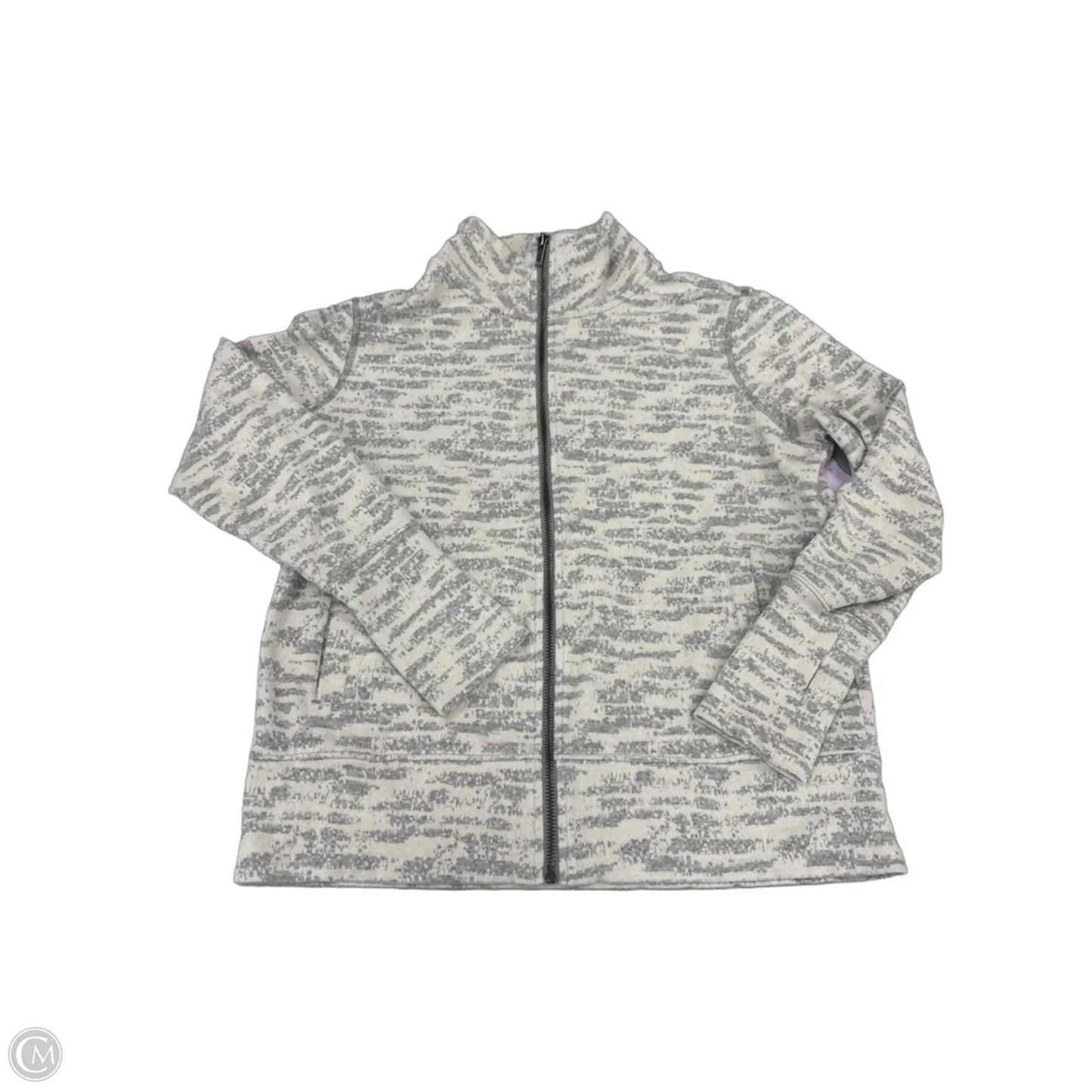 Athletic Top Long Sleeve Collar By Zyia In Grey & White, Size: M