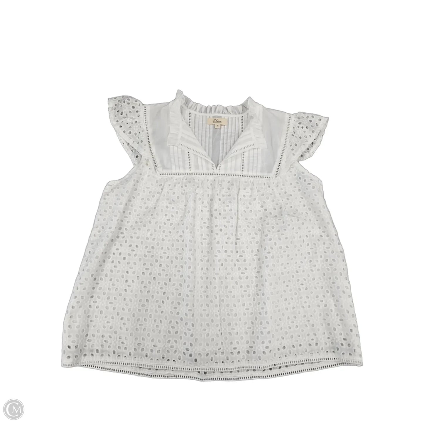 Top Short Sleeve By Elan In White, Size: M