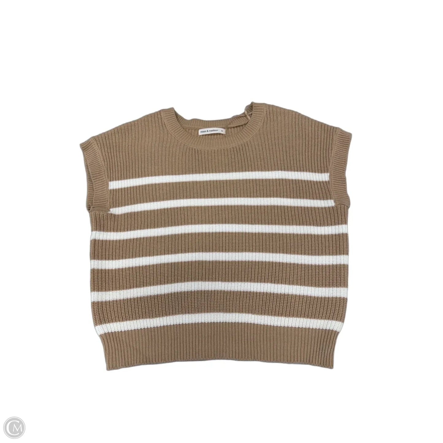 Top Short Sleeve By Moon And Madison In Brown & White, Size: S