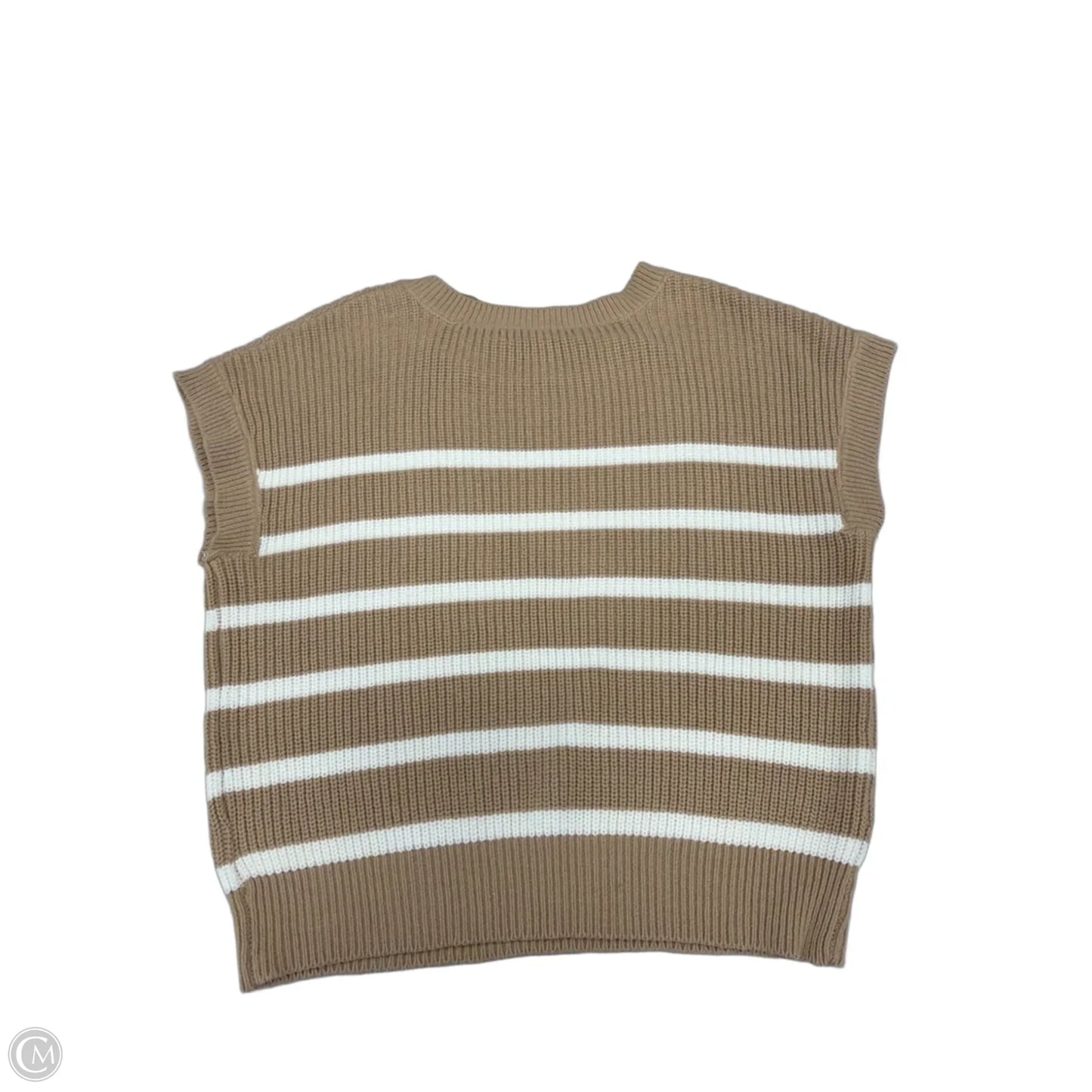 Top Short Sleeve By Moon And Madison In Brown & White, Size: S