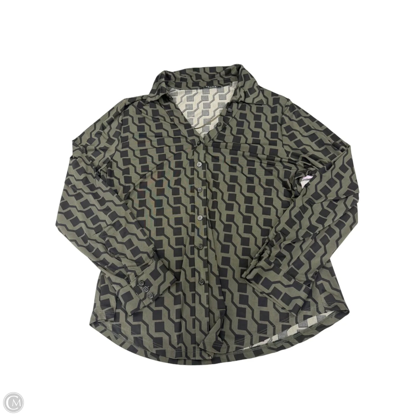 Top Long Sleeve By Tahari In Black & Green, Size: Xl