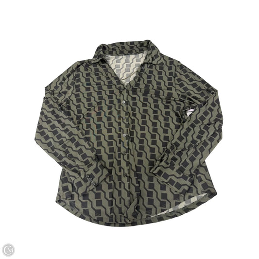 Top Long Sleeve By Tahari In Black & Green, Size: Xl
