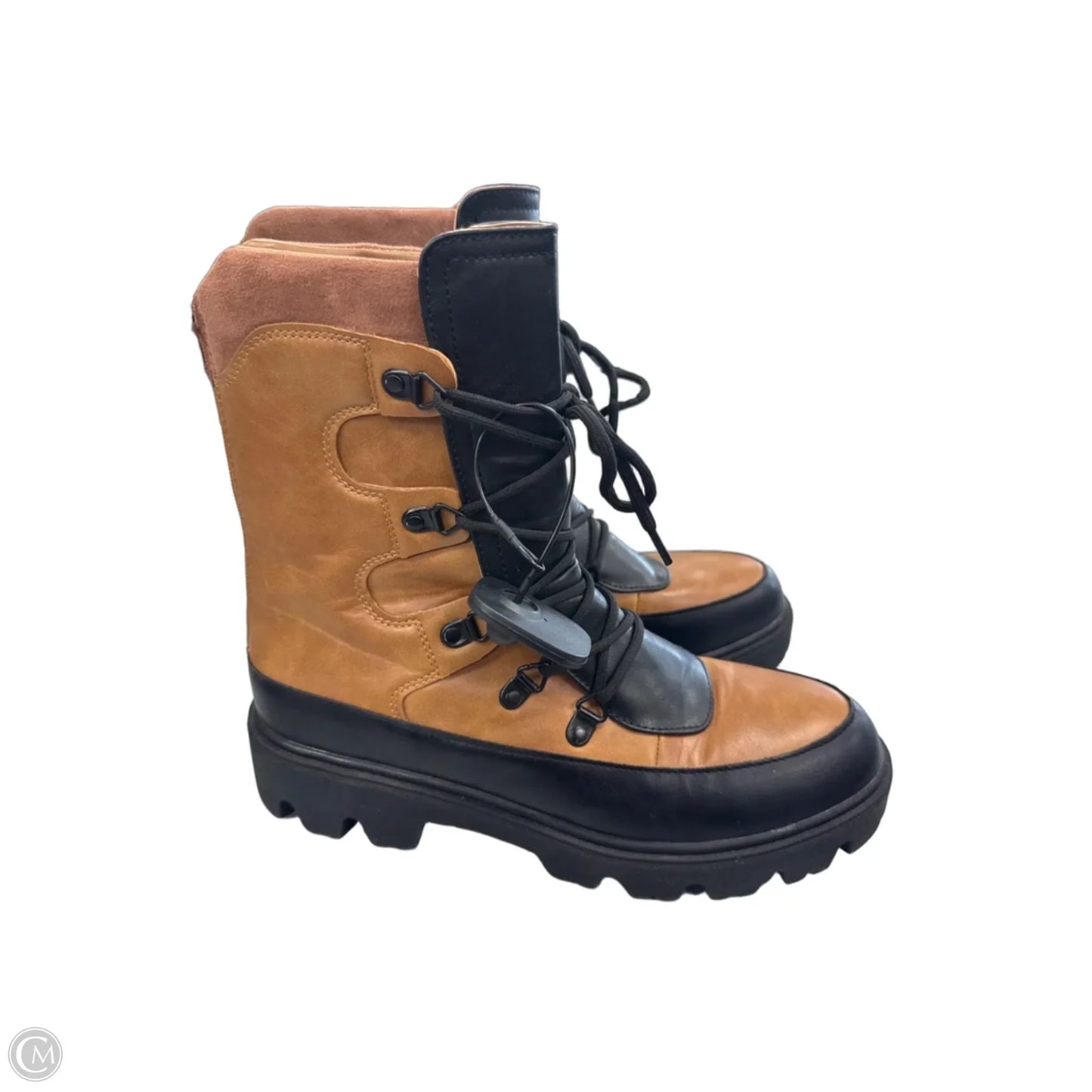 Boots Ankle Heels By Cme In Black & Brown, Size: 8.5