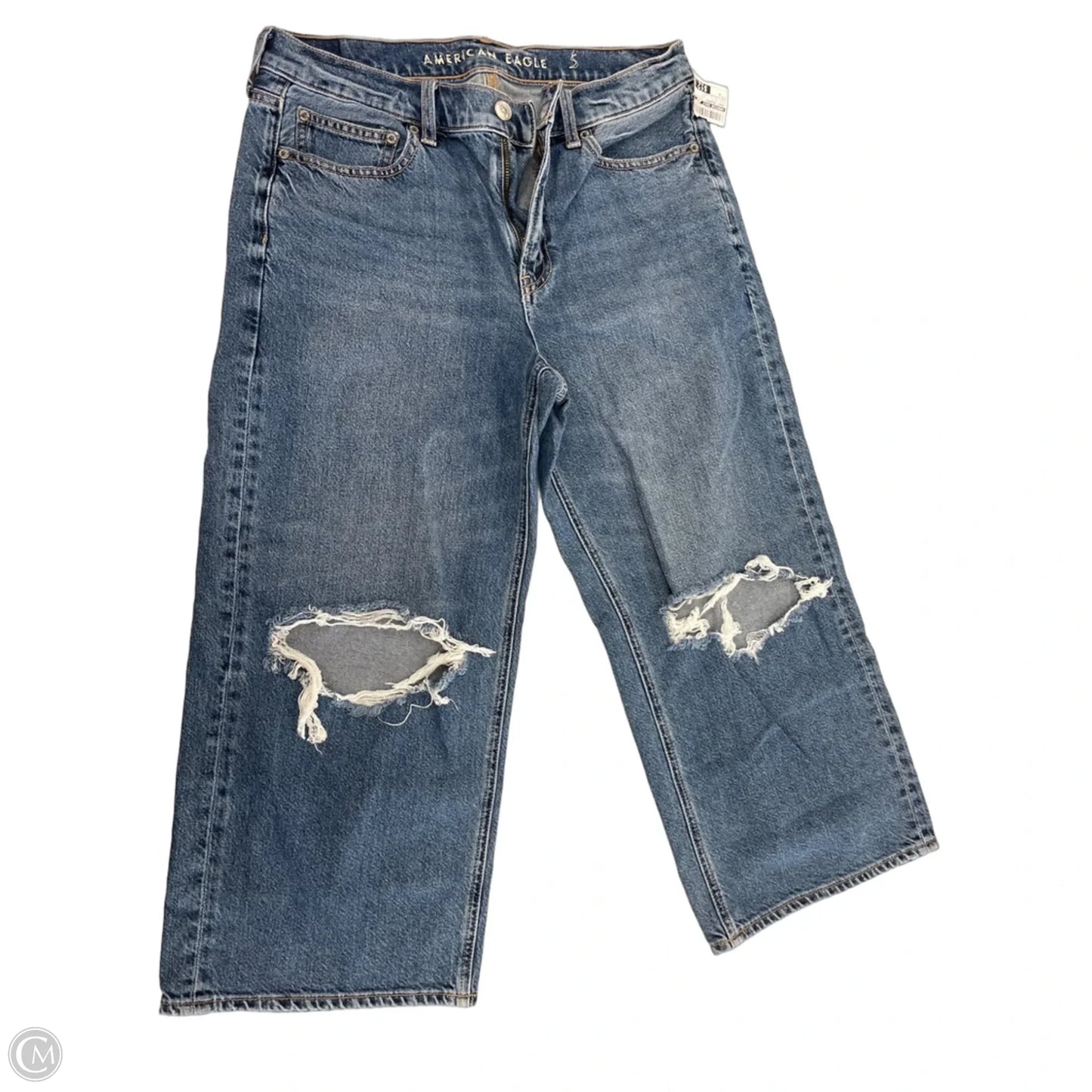 Jeans Cropped By American Eagle In Blue Denim, Size: 8