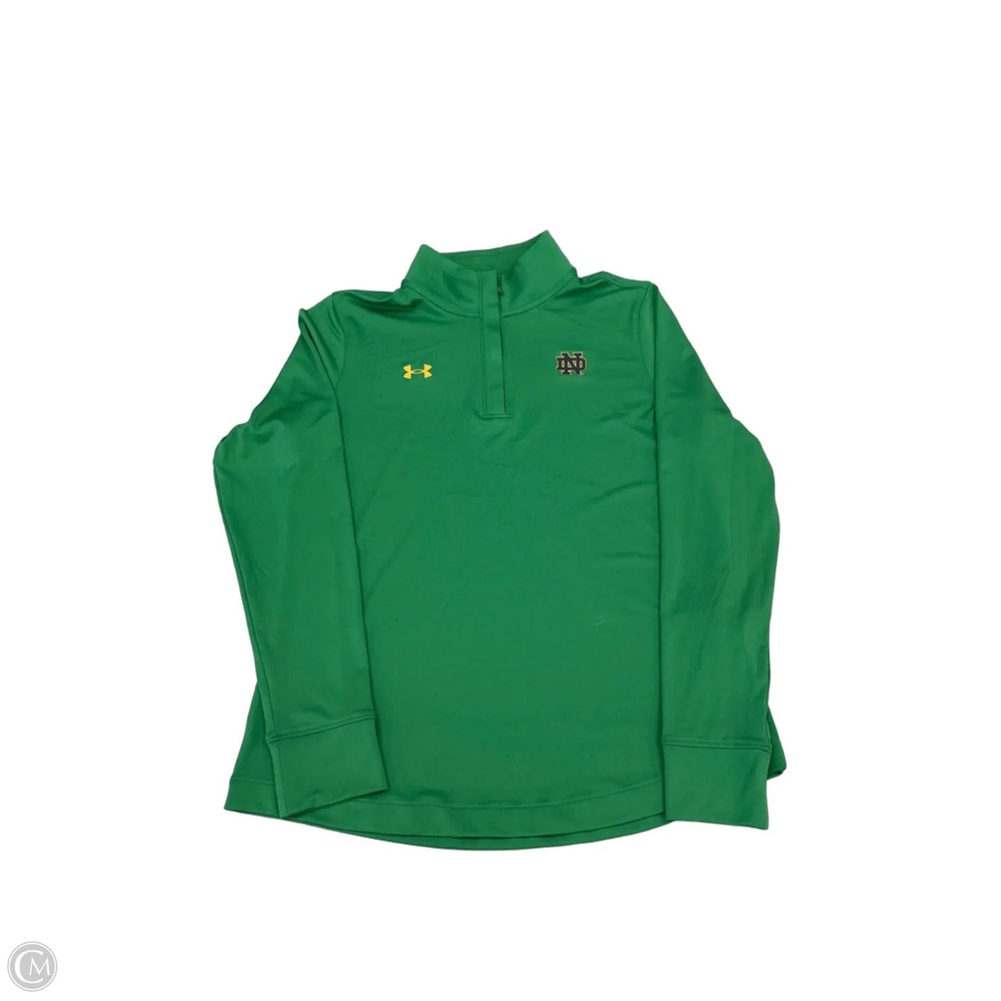 Athletic Top Long Sleeve Collar By Under Armour In Green, Size: S