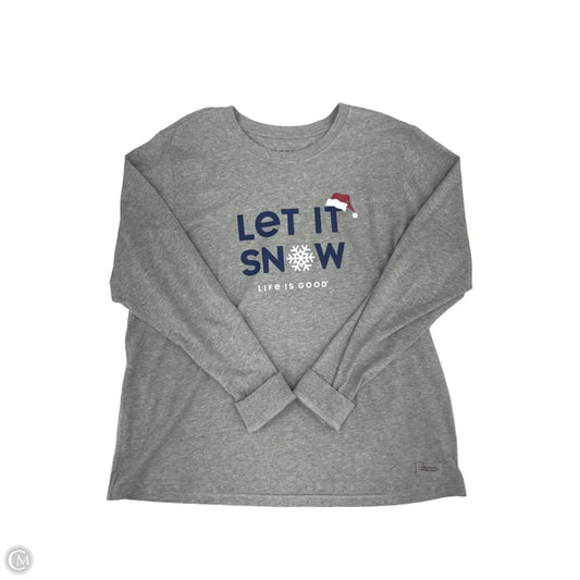Top Long Sleeve By Life Is Good In Grey, Size: Xl