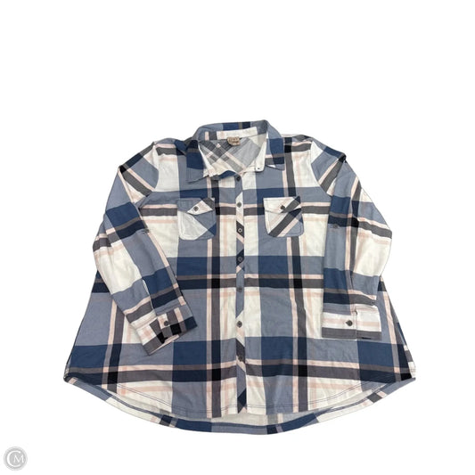 Top Long Sleeve By Como Vintage In Plaid Pattern, Size: 3x