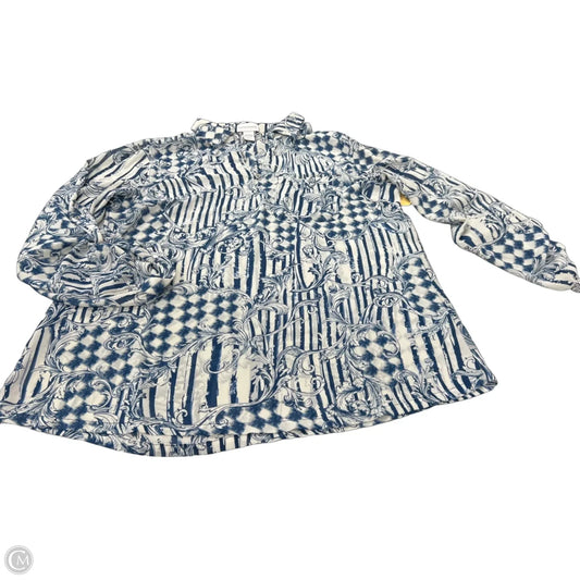 Top Long Sleeve By Soft Surroundings In Blue & White, Size: Xl