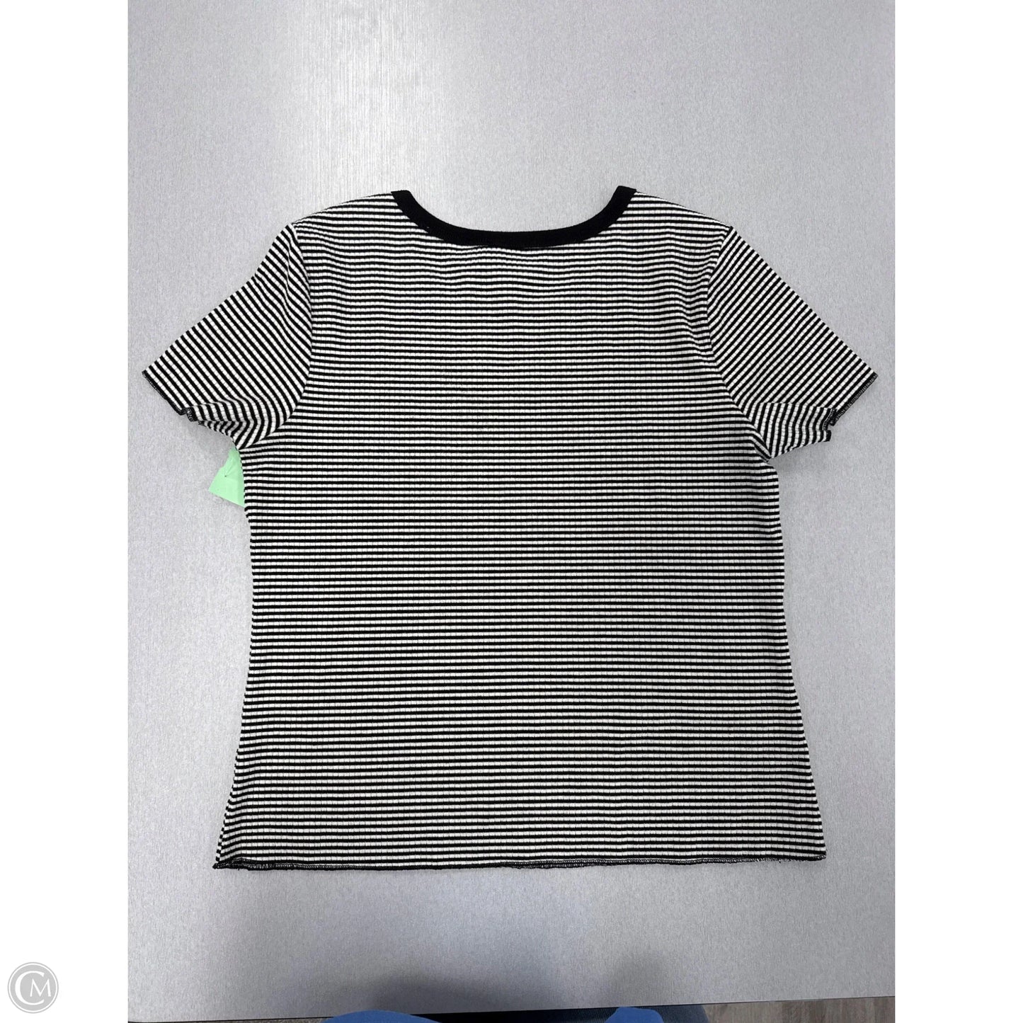 Top Short Sleeve By Tahari In Black & White, Size: L