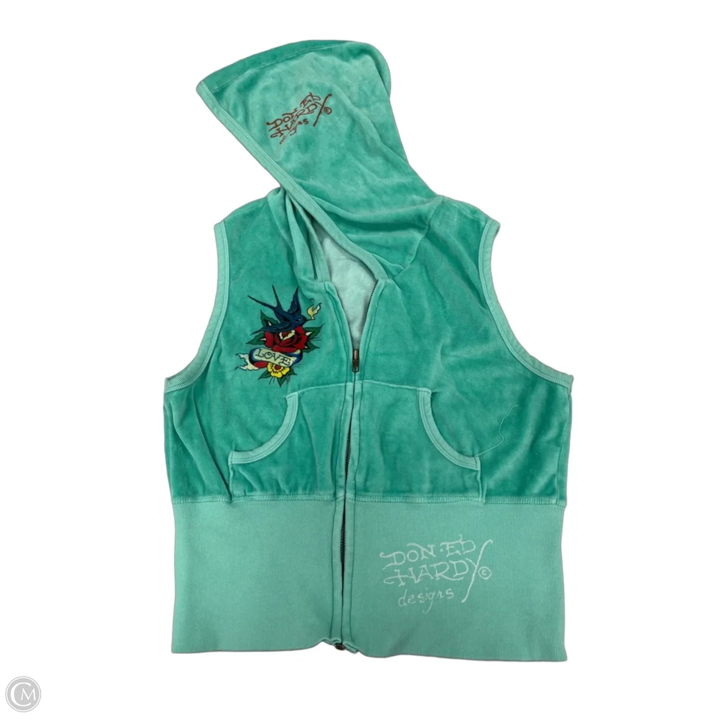 Top Sleeveless By Ed Hardy In Teal, Size: L