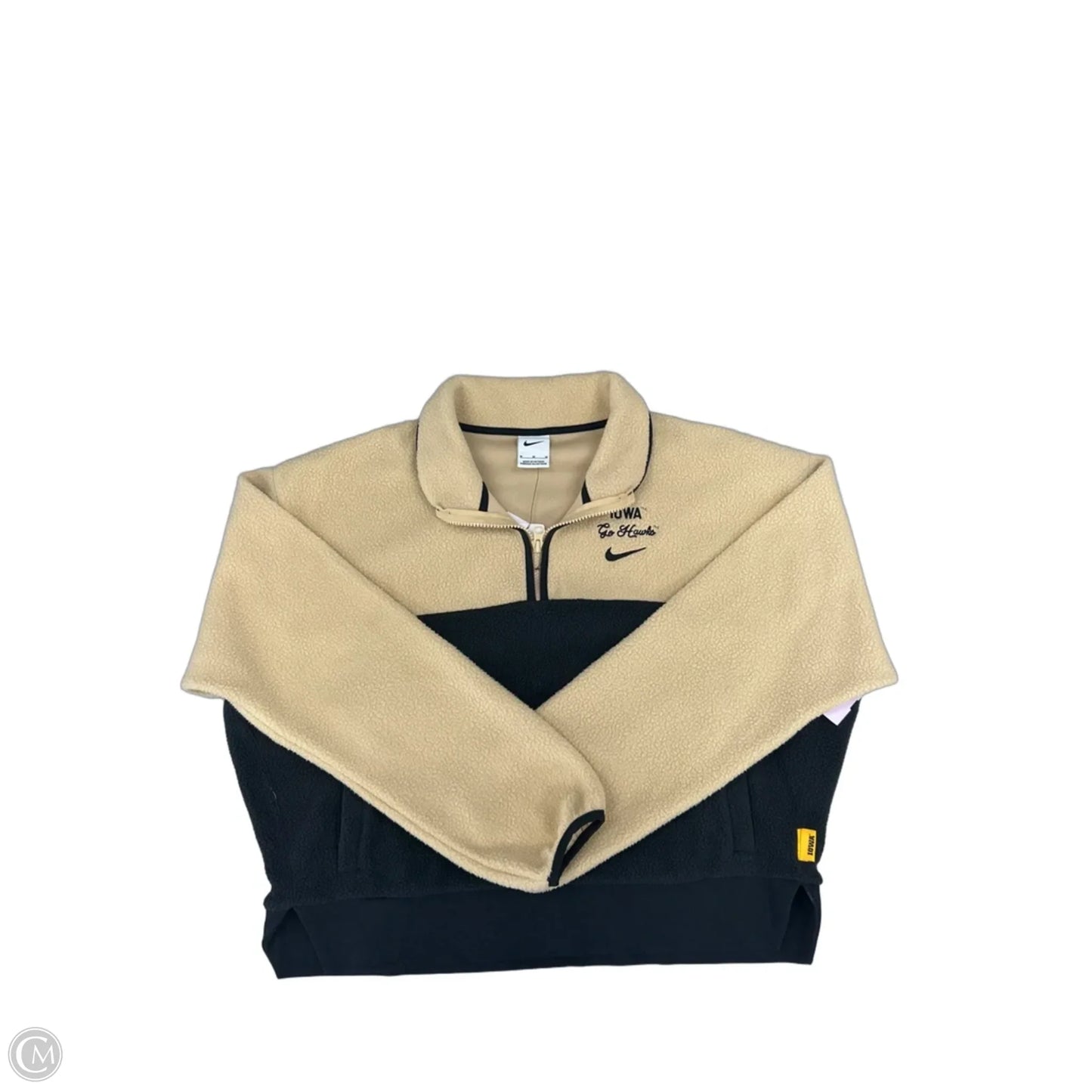 Jacket Faux Fur & Sherpa By Nike In Black & Yellow, Size: M