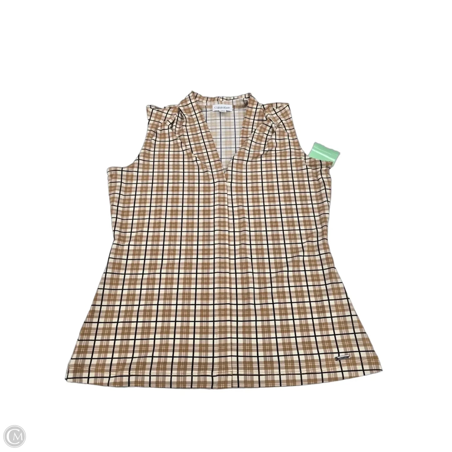 Top Sleeveless By Calvin Klein In Tan, Size: S