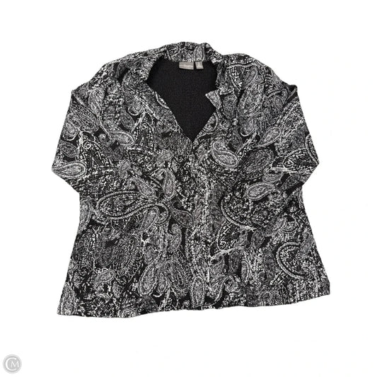 Top Long Sleeve By Chicos In Black & White, Size: Xl